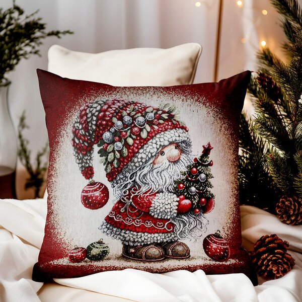 Vianočná gobelínová obliečka na vankúš Chenille IT046 Farba Viacfarebná Rozmery 42x42 cm