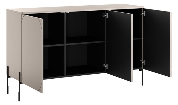 Komoda Sonatia 150 cm - kašmírová / čierna
