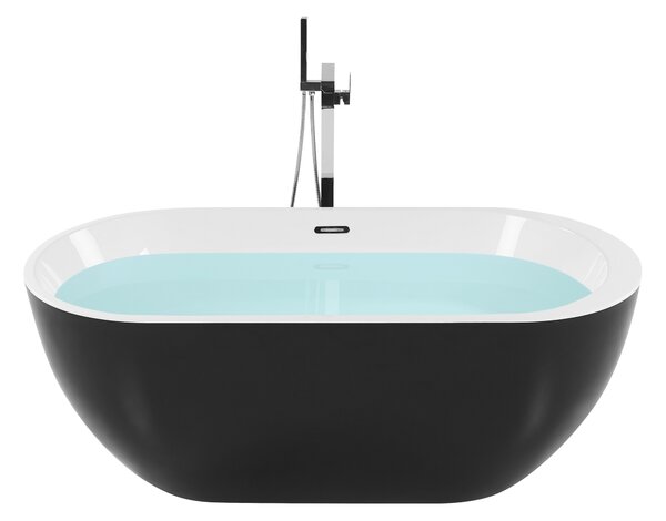 Voľne stojaca vaňa čierna biela akrylát 170 x 80 cm oválny tvar elegantný moderný štýl kúpeľňa