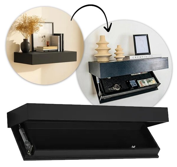 Floatshelf™ Nástenná Polica S Tajnou Priehradkou (53 X 17,5 X 5 Cm), Hnedá