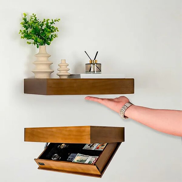 Floatshelf™ Nástenná Polica S Tajnou Priehradkou (53 X 17,5 X 5 Cm), Hnedá