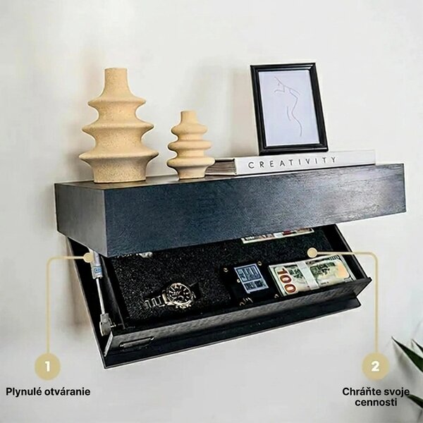 Floatshelf™ Nástenná Polica S Tajnou Priehradkou (53 X 17,5 X 5 Cm), Hnedá