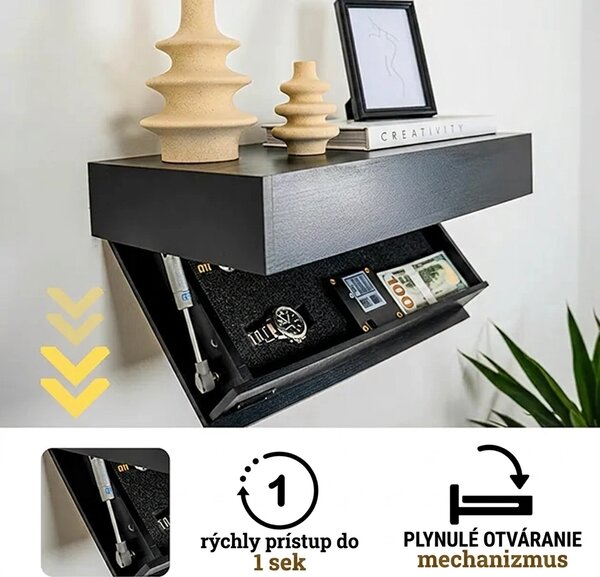 Floatshelf™ Nástenná Polica S Tajnou Priehradkou (53 X 17,5 X 5 Cm), Hnedá