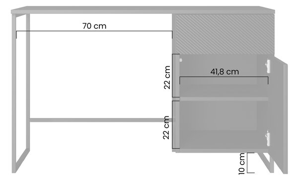 Písací stôl Asha 120 cm - biely mat / čierne nohy
