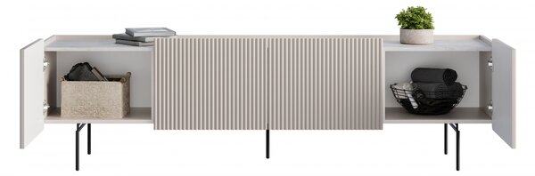 TV stolík Malmi 200 cm - kašmírová / crema bianca / čierna
