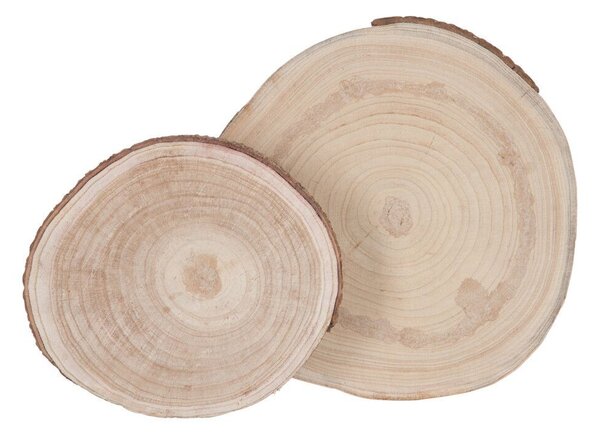Prírodná hnedá drevená podložka/ plát stromu Paulownia S - Ø 25*3 cm - J-Line by Jolipa