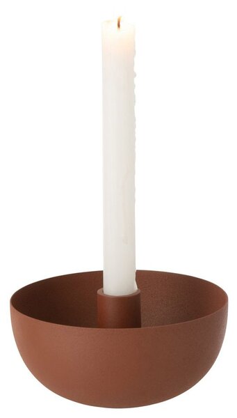 Terakotový kovový svietnik na úzke sviečky Terra - Ø 15*7,5cm - J-Line by Jolipa