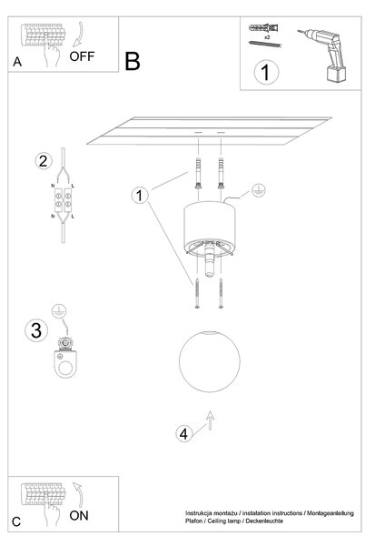 Stropné svietidlo Boomo, 1x biele sklenené tienidlo, drevo, (19 cm)