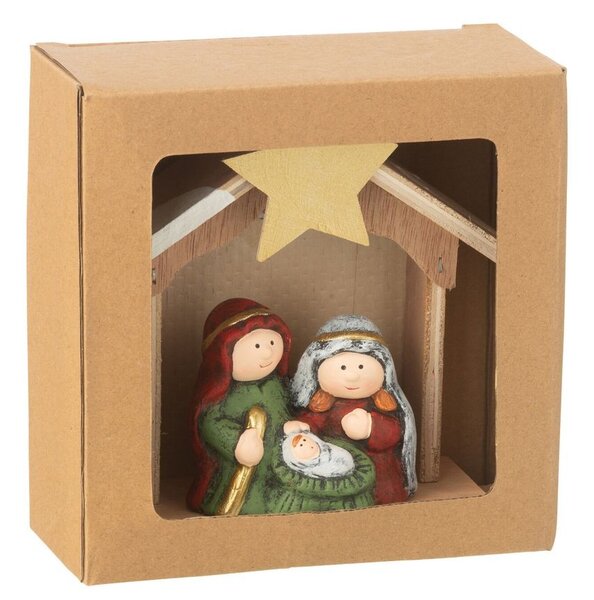 Prírodný svietiaci Betlehem s keramickými postavičkami Nativity - 14*6*15 cm - J-Line by Jolipa