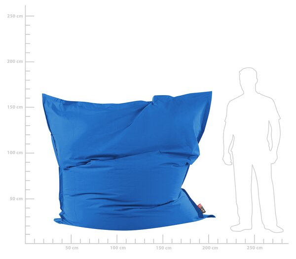 Extra veľký sedací vak modrý nylonový 180 x 230 cm vodoodolný poťah so zipsom polystyrénová výplň