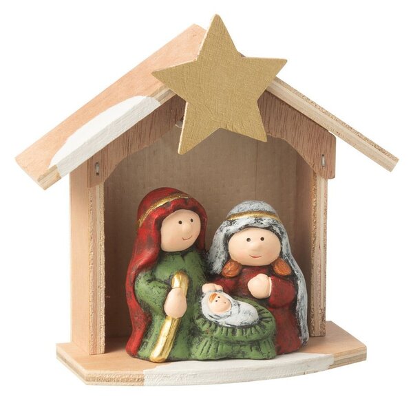 Prírodný svietiaci Betlehem s keramickými postavičkami Nativity - 14*6*15 cm - J-Line by Jolipa