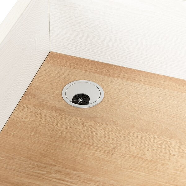 Písací stôl svetlé drevo a biela MDF materiál 90 x 60 cm pracovný stôl s organizérom
