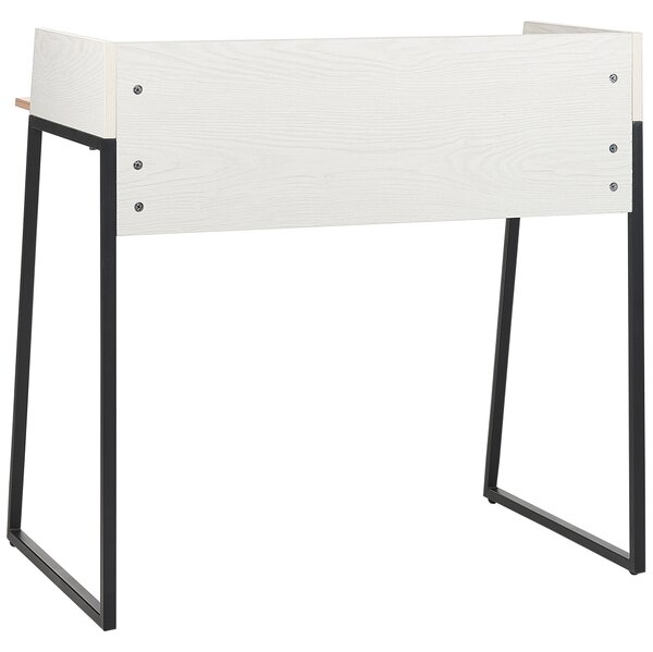 Písací stôl svetlé drevo a biela MDF materiál 90 x 60 cm pracovný stôl s organizérom