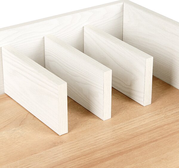 Písací stôl svetlé drevo a biela MDF materiál 90 x 60 cm pracovný stôl s organizérom