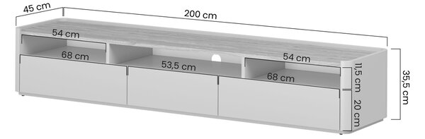 TV stolík Elivo 200 cm - eukalyptus / dub baltic dune