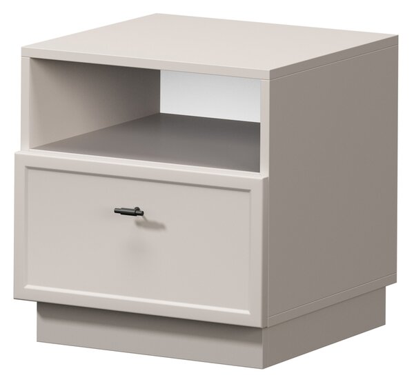 Nočný stolík Lorini so zásuvkou 45 cm - kašmír / čierna úchytka T-bar