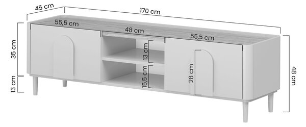 TV stolík Amilio 170 cm na nožičkách - kašmírová / dub olejovaný