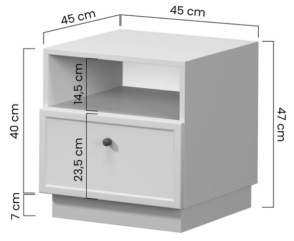 Nočný stolík Lorini so zásuvkou 45 cm - kašmír / čierna úchytka T-bar