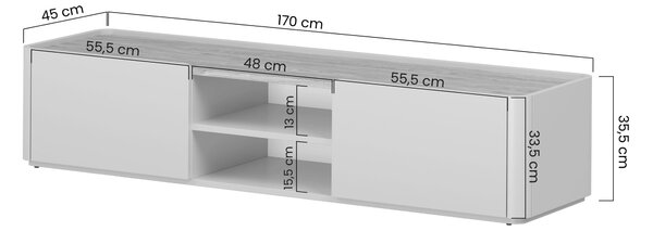 TV stolík Elivo 170 cm so zásuvkou - eukalyptus / dub baltic dune