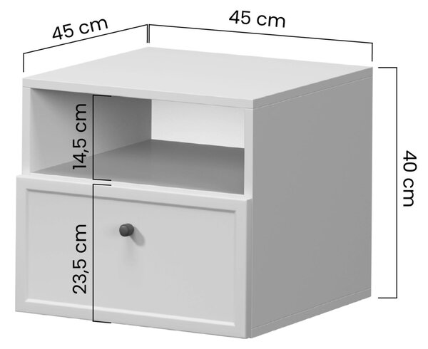 Závesný nočný stolík Lorini so zásuvkou 45 cm - kašmír / zlatá úchytka T-bar