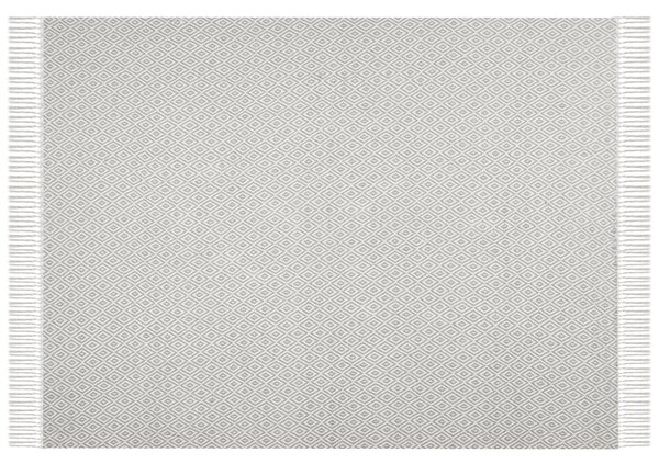 Deka sivobéžová bavlna 125 x 150 cm geometrický vzor so strapcami boho štýl obývacia izba spálňa
