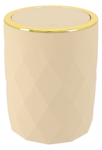 Odpadkový kôš Lorantos, béžová/so zlatými prvkami, 6L