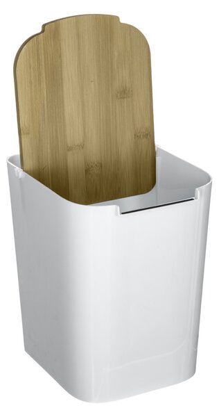 Odpadkový kôš Natureo, biela/s drevenými prvkami, 5L