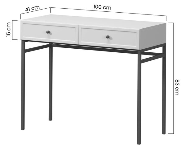 Konzolový stolík Lorini 100 cm so zásuvkami - kašmírová / čierne T / čierna