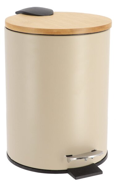 Odpadkový kôš Timeless, svetlobéžová/s drevenými prvkami, 2,5L