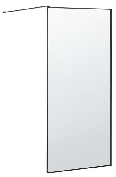 Sprchová zástena čierna z tvrdeného skla 100 x 190 cm rám z nerezovej ocele bezdverový bezbariérový sprchovací kút