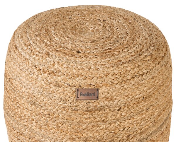 Puf taburetka béžová jutová okrúhla 46 cm EPS výplň z polystyrénového granulátu boho štýl