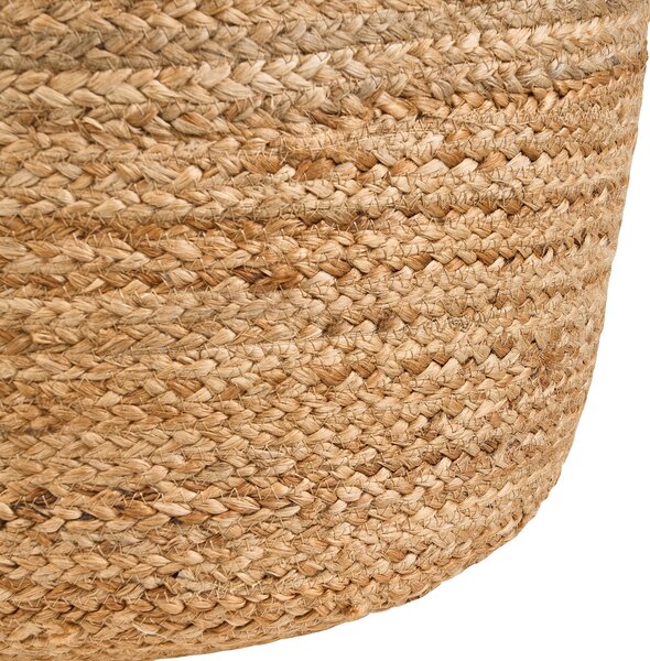 Puf taburetka béžová jutová okrúhla 46 cm EPS výplň z polystyrénového granulátu boho štýl