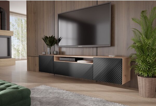 Závesný televízny stolík RTV Neo 200 cm Dub artisan/čierna
