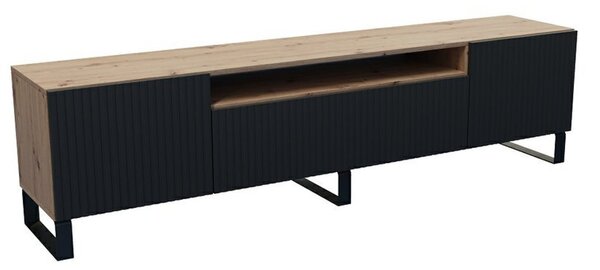 Televízny stolík RTV Remo 200 cm Čierna/Dub artisan
