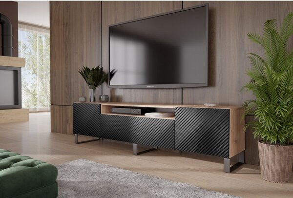 Televízny stolík RTV Neo 200 cm Čierna-Dub artisan