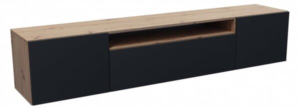 Závesný televízny stolík RTV Leo Dub artisan-čierna 200 cm