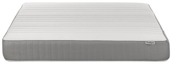 Matrac z pamäťovej peny biely a sivý polyester 160 x 200 cm tvrdý so snímateľným poťahom memory foam