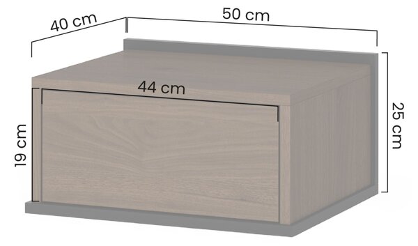 Závesná nočná skrinka Zenar so zásuvkou 50 cm - elegantný orech / čierna