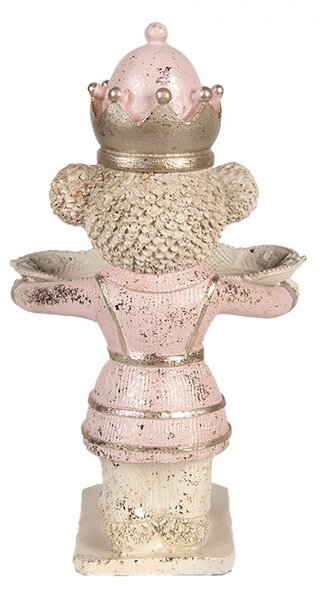 Béžovo-ružová dekorácia medvedík držiaci podnos - 14*13*24 cm - Clayre & Eef