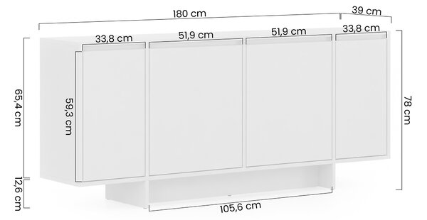 Štvordverová komoda Zolia 180 cm - kašmírová