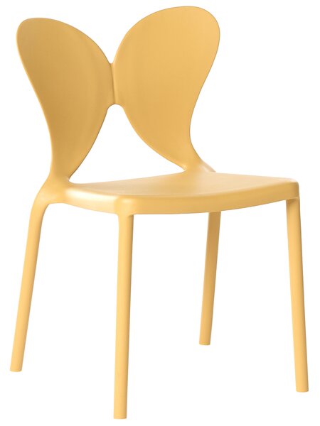 Sada 2 záhradných stoličiek žlté plastové stoličky interiér exteriér jedáleň moderný minimalistický štýl