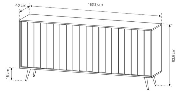 Komoda Flaro 183 cm s osvetlením - dub dunin