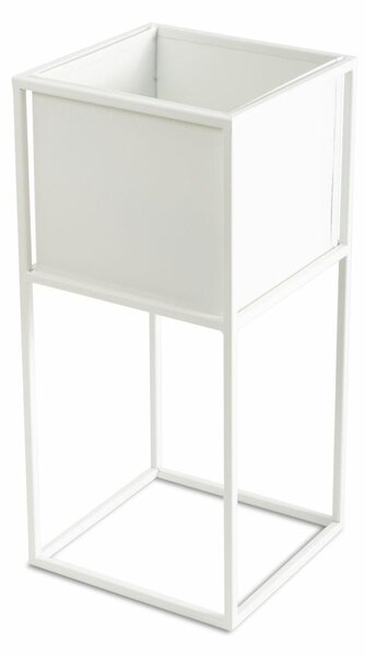 KOVOVÝ KVETINÁČ SO STOJANOM PLAIN 50X24 CM BIELA