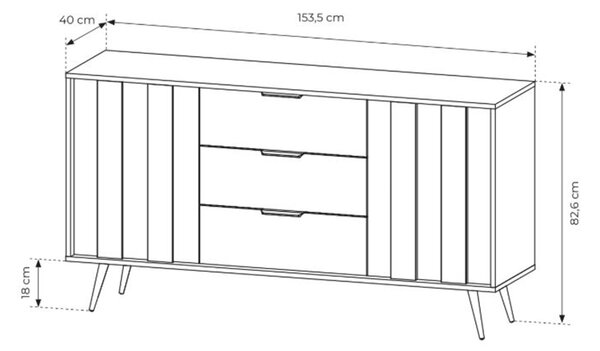 Komoda Flaro 153 cm so zásuvkami - dub dunin