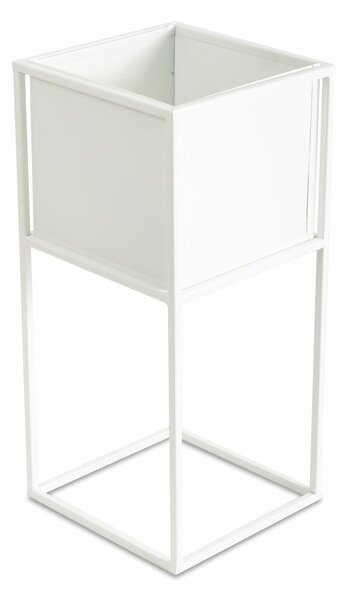 KOVOVÝ KVETINÁČ SO STOJANOM PLAIN 50X24 CM BIELA