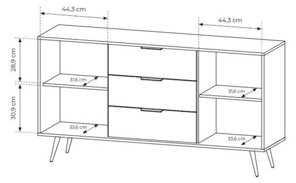 Komoda Flaro 153 cm so zásuvkami - dub dunin