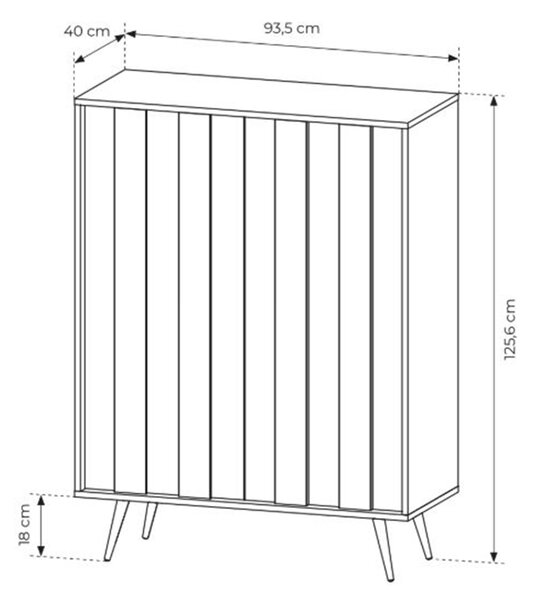 Vysoká komoda Flaro 93 cm s osvetlením - dub dunin