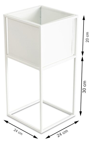 KOVOVÝ KVETINÁČ SO STOJANOM PLAIN 50X24 CM BIELA