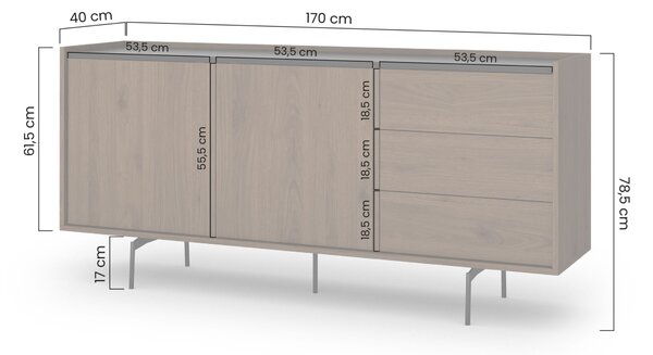 Elegantná komoda Zenar 170 cm so zásuvkami - orech / čierna