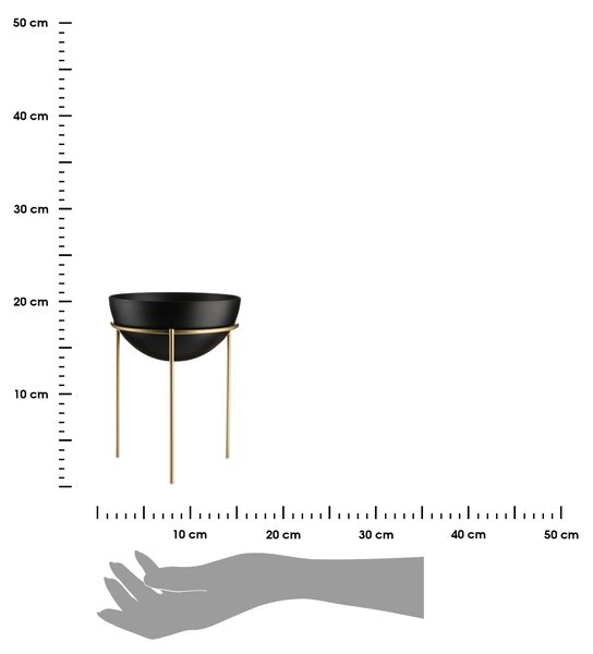 KOVOVÝ KVETINÁČ SO STOJANOM LOFT 20X15 CM ČIERNA/ZLATÁ